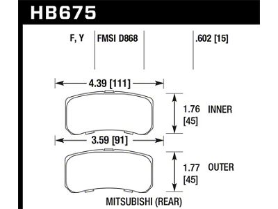 Hawk Performance 09+ Mitsubishi Lancer Ralliart / 08+ Lancer GTS LTS - HB675Y.602