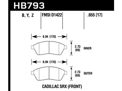 Hawk Performance 10-16 Cadillac SRX LTS Street Front Brake Pads - HB793Y.655