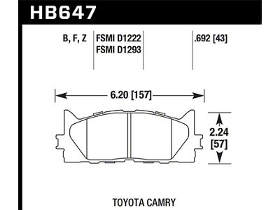 Hawk Performance 10 Lexus ES350 / 07-11 Toyota Camry SE/XLE - HB647F.692