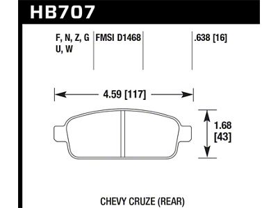 Hawk Performance 11-12 Chevy Cruze Eco/LS/1LT/2LT/LTZ Performance Ceramic Rear Street Brake - HB707Z.638