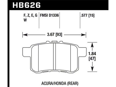 Hawk Performance 11-14 Acura TSX HPS 5.0 Rear Brake Pads - HB626B.577