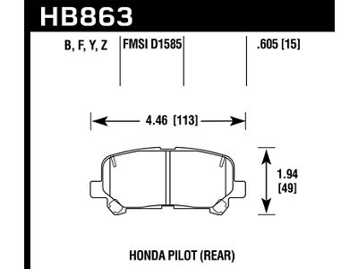 Hawk Performance 12-15 Honda Pilot Performance Ceramic Street Rear Brake Pads - HB863Z.605