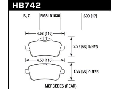 Hawk Performance 12-15 Mercedes-Benz ML350/550 HPS 5.0 Rear Brake Pads - HB742B.690