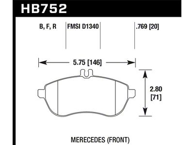 Hawk Performance 12-15 SLK250 / 12-15 C250 HP+ Front - HB752N.769