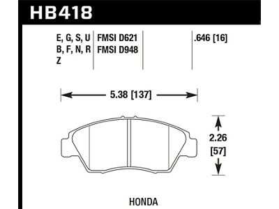 Hawk Performance 13-14 Acura ILX 1.5L Hybrid Incl.Shims Pad Springs Front - HB418D.646