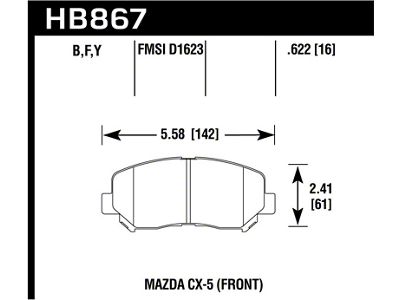 Hawk Performance 13-16 Mazda CX-5 HPS 5.0 Front Brake Pads - HB867B.622