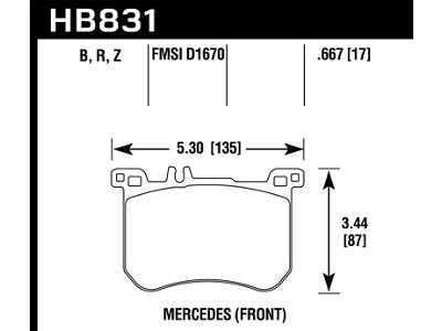 Hawk Performance 13-17 Mercedes-Benz SL550 Performance Ceramic Street Front Brake Pads - HB831Z.667