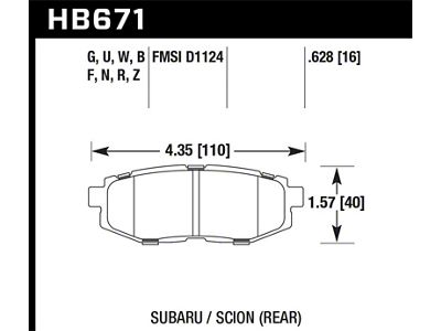 Hawk Performance 13 Scion FR-S / 13 Subaru BRZ/10-12 Legacy 2.5 - HB671G.628