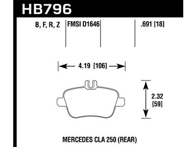 Hawk Performance 14-17 Mercedes-Benz CLA 250 HPS 5.0 Rear Brake Pads - HB796B.691