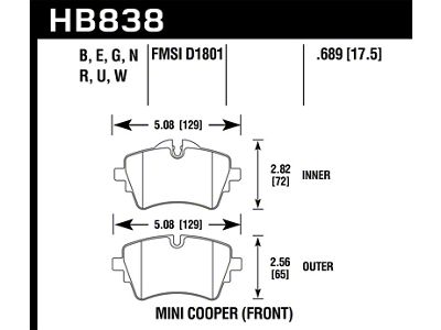 Hawk Performance 14-17 Mini Cooper S HPS 5.0 Front Brake Pads - HB838B.689