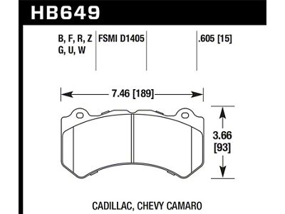 Hawk Performance 14-18 Chevrolet Corvette Front ER-1 Brake Pad Set J56 - HB649D.605