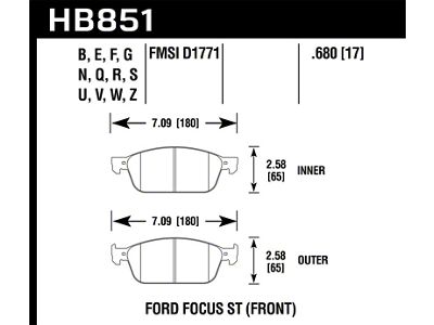 Hawk Performance 15-16 Ford Focus ST HPS 5.0 Front Brake Pads - HB851B.680