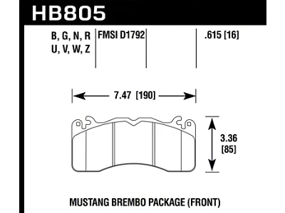 Hawk Performance 15-17 Ford Mustang Brembo Package DTC-70 Front Brake Pads - HB805U.615