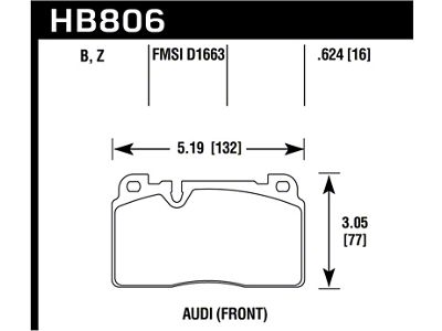 Hawk Performance 16-17 Audi A6 Performance Ceramic Street Front Brake Pads - HB806Z.624