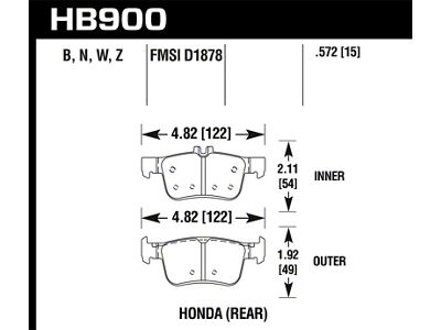 Hawk Performance 16-19 Honda Civic Excludes Si and Type R HP+ - HB900N.572