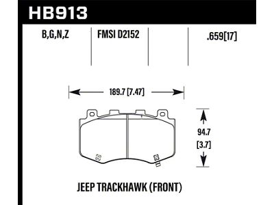 Hawk Performance 18-19 Jeep Grand Cherokee Trackhawk HPS 5.0 Front Brake - HB913B.659