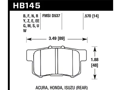 Hawk Performance 1997-1997 Acura CL 2.2 HPS 5.0 Rear Brake Pads - HB145B.570