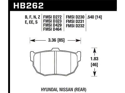 Hawk Performance 1998-2000 Hyundai Elantra HPS 5.0 Rear Brake Pads - HB262B.540