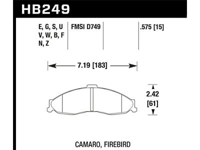 Hawk Performance 1998-2002 Chevrolet Camaro SS 5.7 HPS 5.0 Front Brake - HB249B.575
