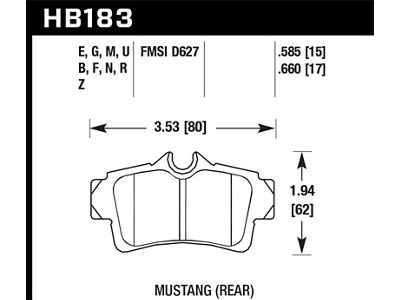 Hawk Performance 1999-2004 Ford Mustang Base 3.8 HPS 5.0 Rear Brake - HB183B.660