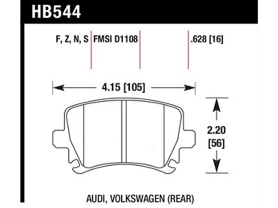 Hawk Performance 2006-2009 Audi A3 TFSIi Quattro 2.0 HPS 5.0 Rear - HB544B.628