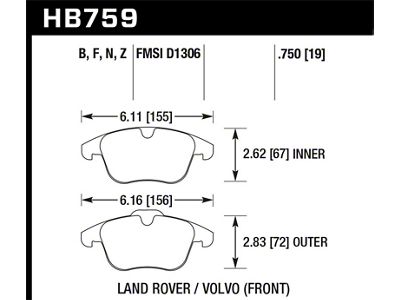 Hawk Performance 2007-2015 Volvo S80 HPS 5.0 Front Brake Pads - HB759B.750