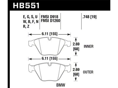 Hawk Performance 2011 BMW 1 Series M 3.0L Base Front ER-1 - HB551D.748