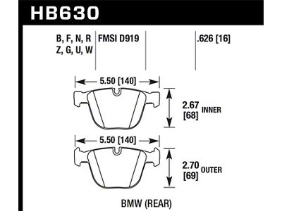 Hawk Performance 2011 BMW 1 Series M 3.0L Base Rear ER-1 - HB630D.626