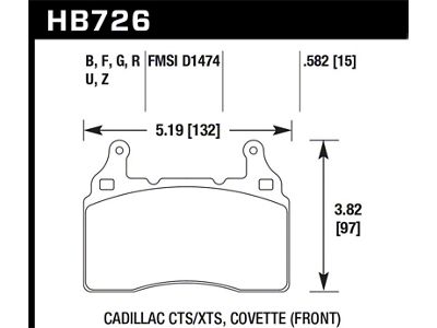 Hawk Performance 2014 Chevrolet Corvette HPS 5.0 Front Brake Pads - HB726B.582