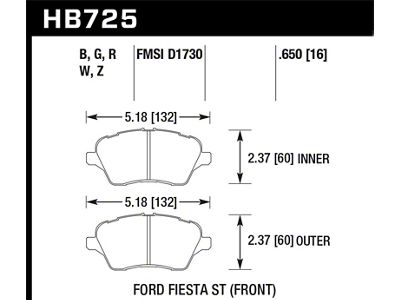 Hawk Performance 2014 Ford Fiesta ST Performance Ceramic Front Brake Pads - HB725Z.650