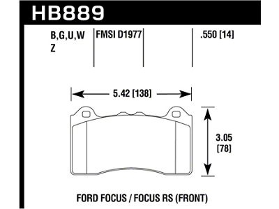 Hawk Performance 2017 Ford Focus HPS 5.0 Front Brake Pads - HB889B.550