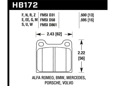 Hawk Performance 63-65 Porsche 356 Front / 69-83 911 / 64-72 - HB172S.595