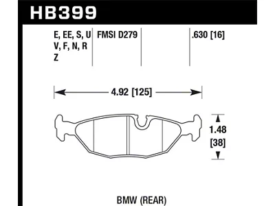 Hawk Performance 84-4/91 BMW 325 E30 HT-10 Rear Race Pads NOT - HB399S.630