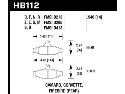 Hawk Performance 84-96 Corvette /88.5-97 Pontiac Firebird HPS Street Rear Brake - HB112F.540