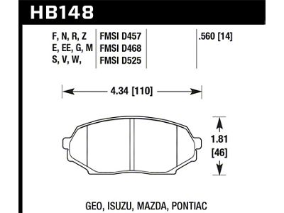 Hawk Performance 90-93 Mazda Miata 1.6L Base Front ER-1 Brake Pads - HB148D.560