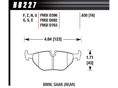 Hawk Performance 92-95 BMW 325is DTC-50 Race Rear Brake Pads - HB227V.630