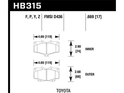 Hawk Performance 95-98 Toyota Tacoma HPS 5.0 Front Brake Pads - HB315B.669