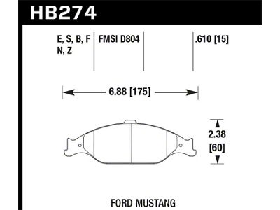 Hawk Performance 96-10 Ford Mustang Blue 9012 Race Front Brake Pads - HB274E.610