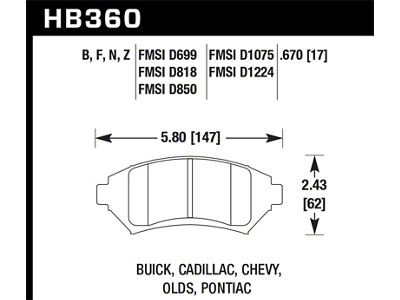 Hawk Performance 97-08 Pontiac Grand Prix / 00-05 Chevrolet Monte Carlo - HB360B.670