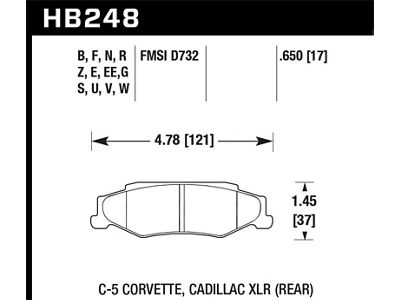 Hawk Performance 97-12 Corvette/01-04 Z06/05-09 Z51 DTC-70 Race Rear Brake Pads - HB248U.650