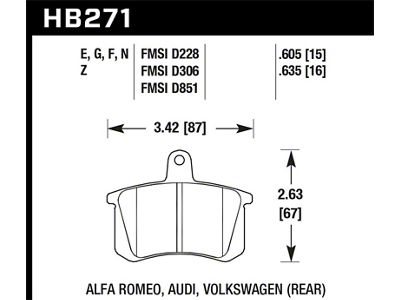 Hawk Performance 98-02 Audi A4 Quattro Blue 9012 Race Rear Brake - HB271E.605