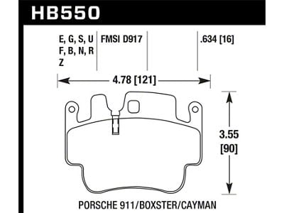 Hawk Performance 98-05 Porsche 911 Front & Rear / 00-07 Boxster - HB550G.634