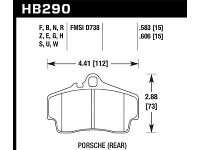 Hawk Performance 98 Porsche 911 Targa/99-08 911 Carrera 4/00-06 Boxster S - HB290U.606