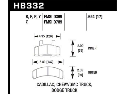 Hawk Performance 99-00 Cadillac Escalade / 88-91 Ford C1500 EC / - HB332Y.654
