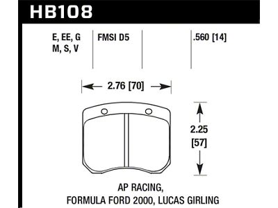 Hawk Performance AP Racing 14mm Blue 9012 Race Brake Pads - HB108E.560