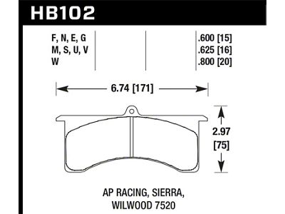 Hawk Performance AP Racing 6 / DTC-30 Brake Pads - HB102W.800