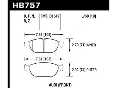 Hawk Performance 2013 A5 Quattro / 12-16 A6 Quattro/A7 Quattro/A8 - HB757Z.758