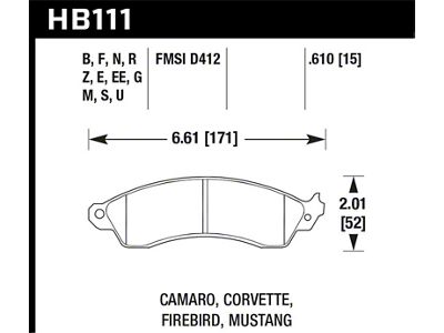 Hawk Performance 94-04 Mustang Cobra / 88-96 Corvette / 88-92 Camaro - HB111E.610