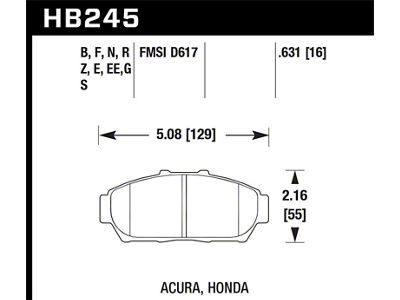 Hawk Performance 94-01 Acura Integra excl Type R Blue 9012 Race - HB245E.631