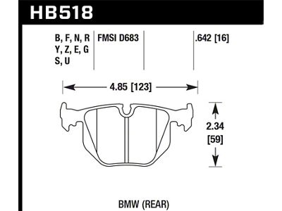 Hawk Performance BMW 3/5/7Series/M3/M5/X3/X5/Z4/Z8 / Land Rover Range Rover Blue 9012 - HB518E.642